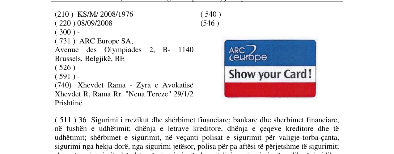 Zëri i markës ARC europe Show your Card! në buletin