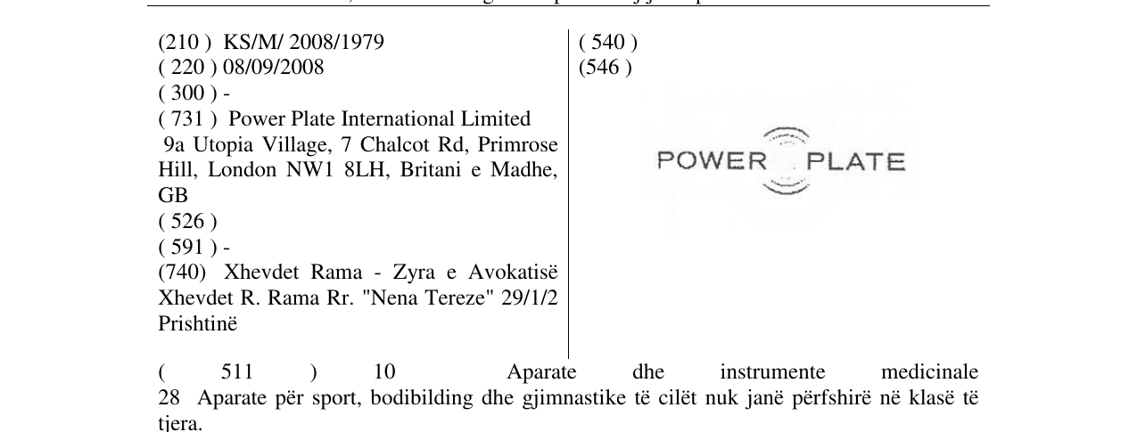 Zëri i markës POWER PLATE në buletin