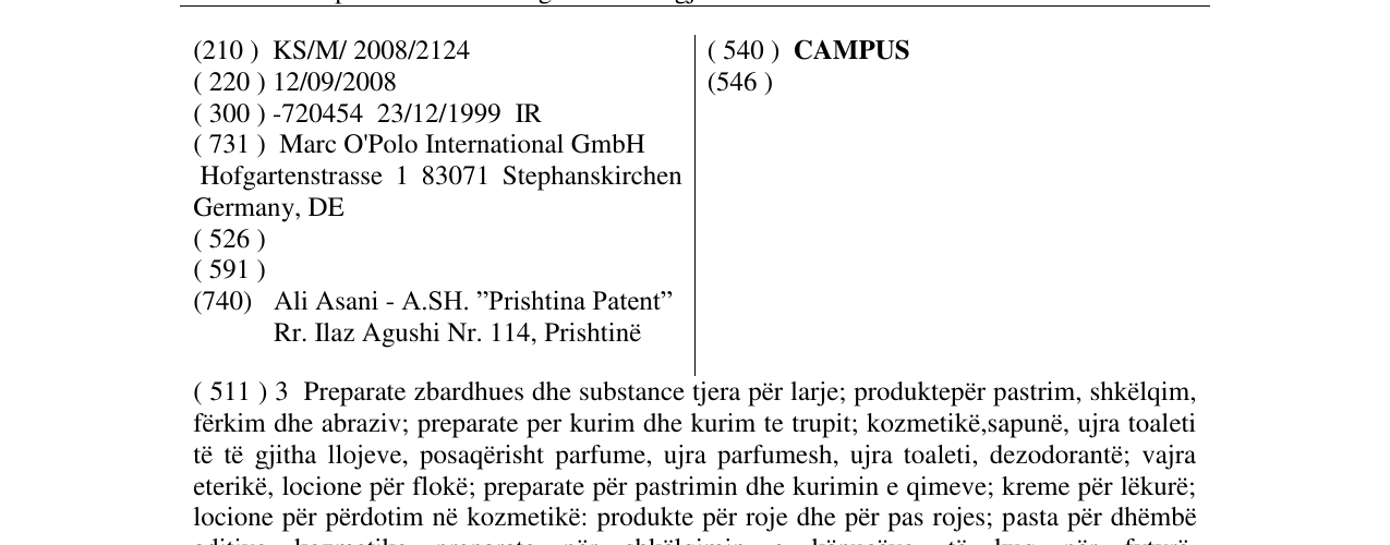 Zëri i markës CAMPUS në buletin