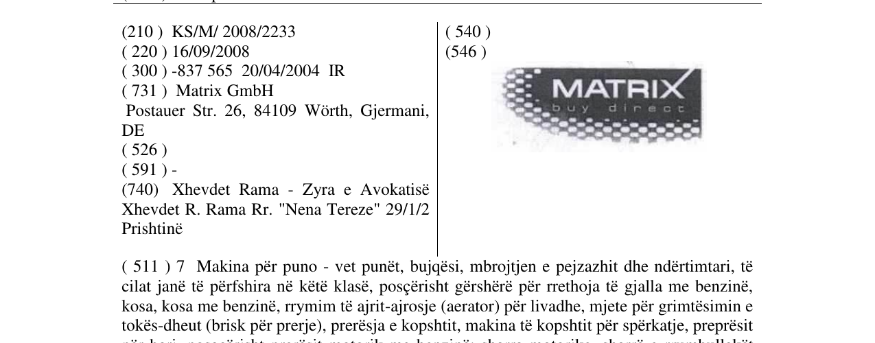 Zëri i markës MATRIX buy direct & design në buletin