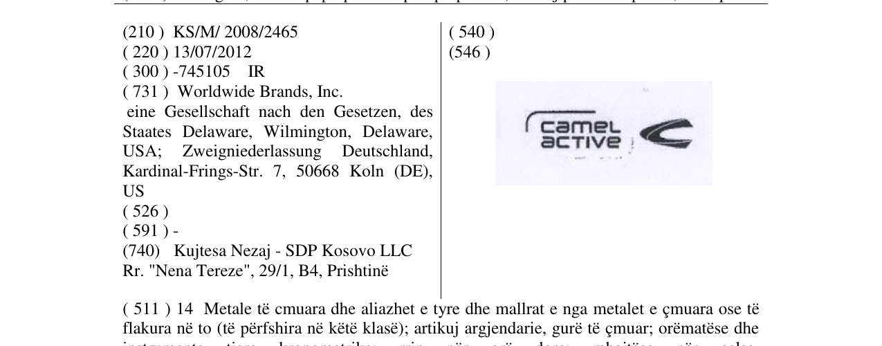 Zëri i markës camel active në buletin