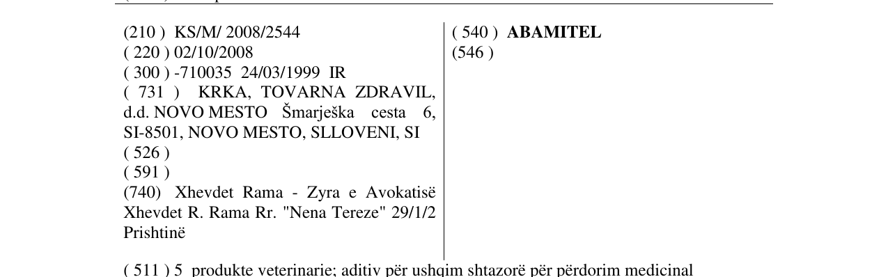 Zëri i markës ABAMITEL në buletin