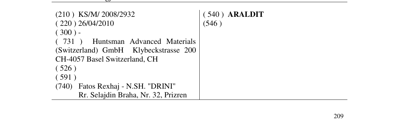 Zëri i markës ARALDIT në buletin