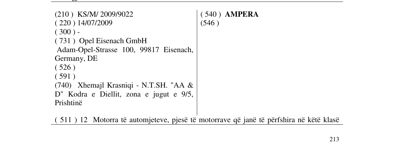 Zëri i markës AMPERA në buletin