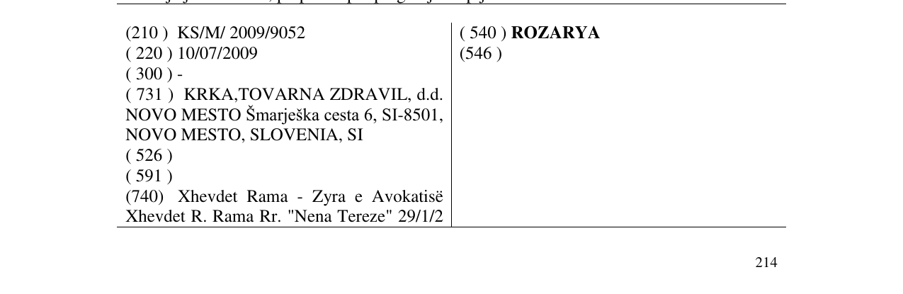 Zëri i markës ROZARYA në buletin
