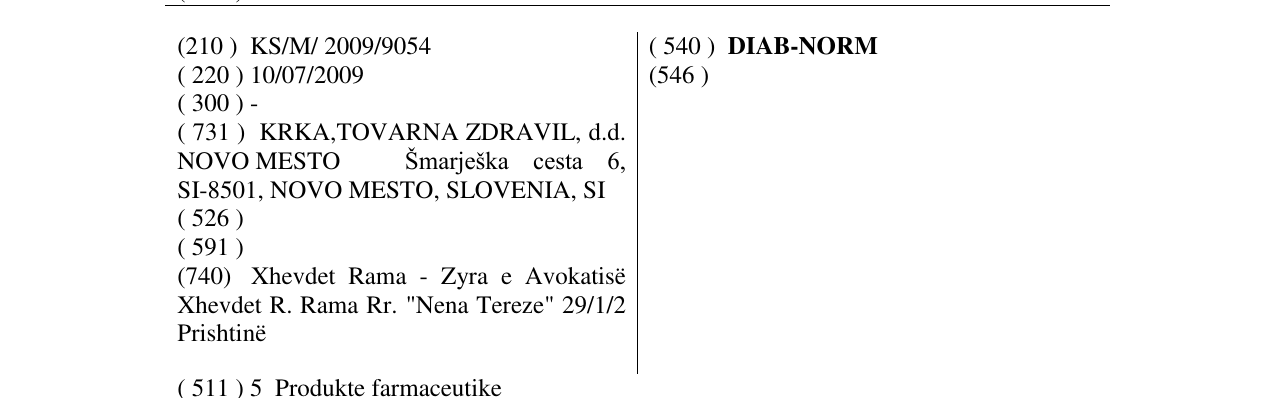 Zëri i markës DIAB-NORM në buletin