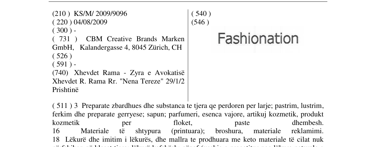 Zëri i markës Fashionation në buletin