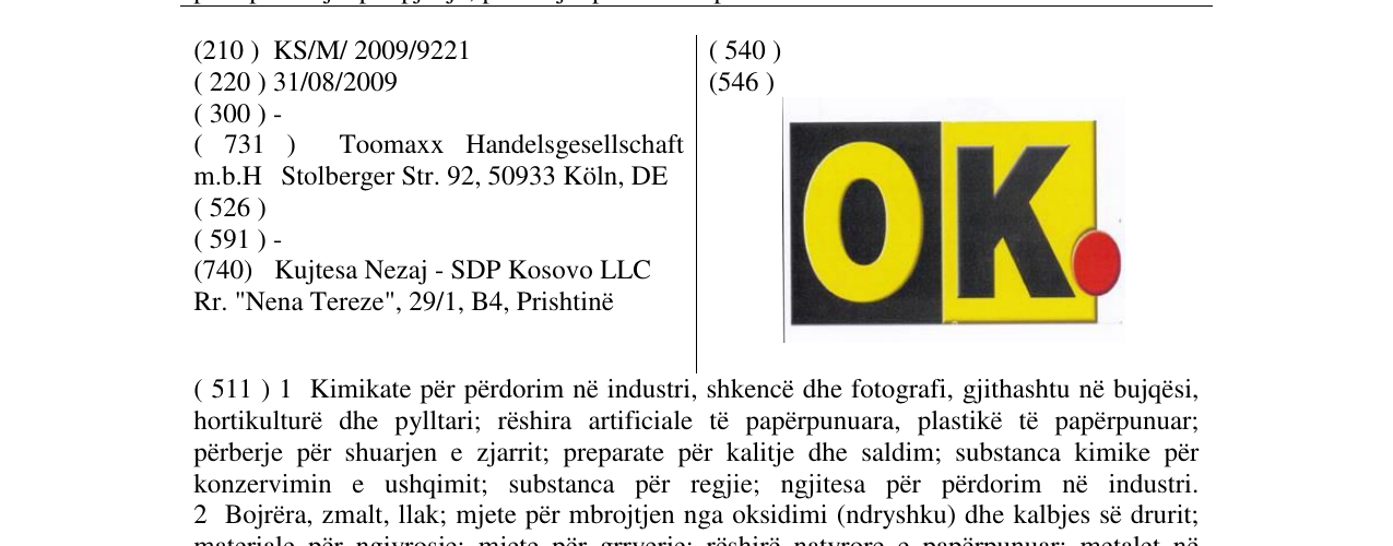 Zëri i markës OK në buletin