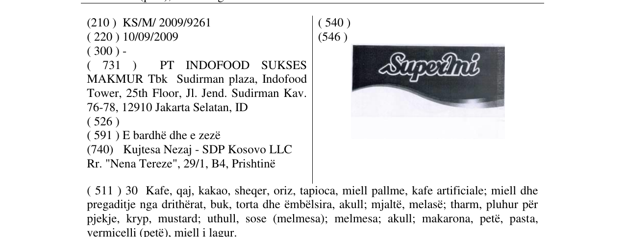 Zëri i markës Supermi në buletin