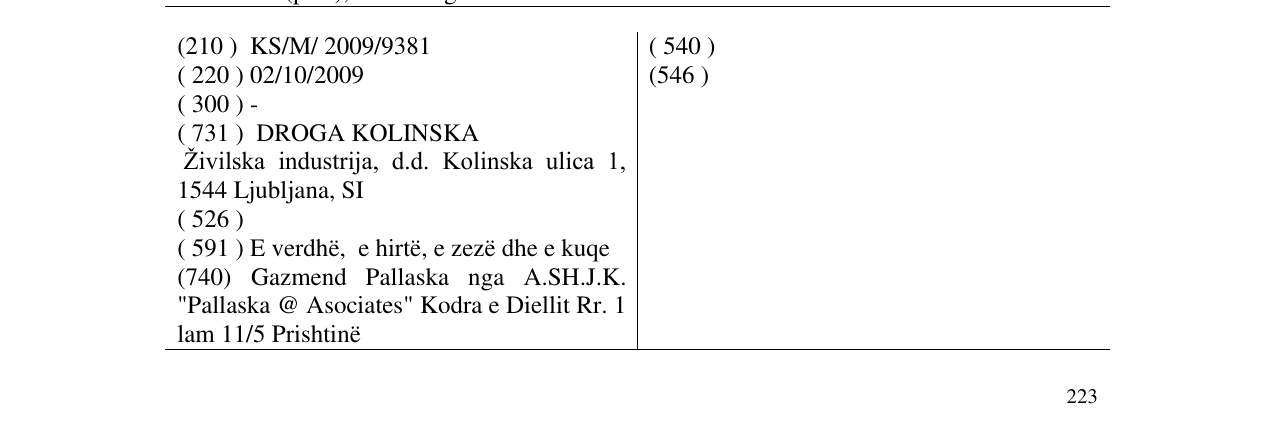 Zëri i markës Cockta Light në buletin
