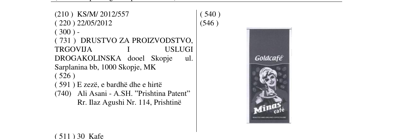 Zëri i markës Goldcafé në buletin