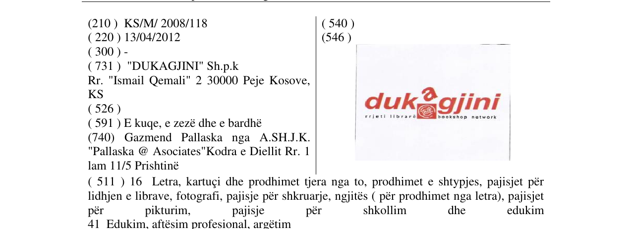 Zëri i markës DUKAGJINI në buletin