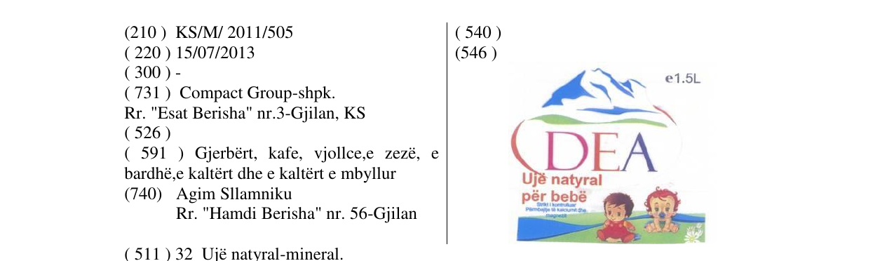 Zëri i markës DEA në buletin