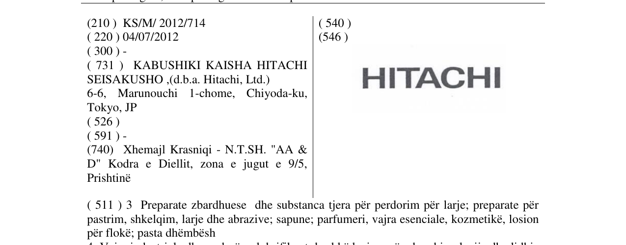 Zëri i markës HITACHI në buletin