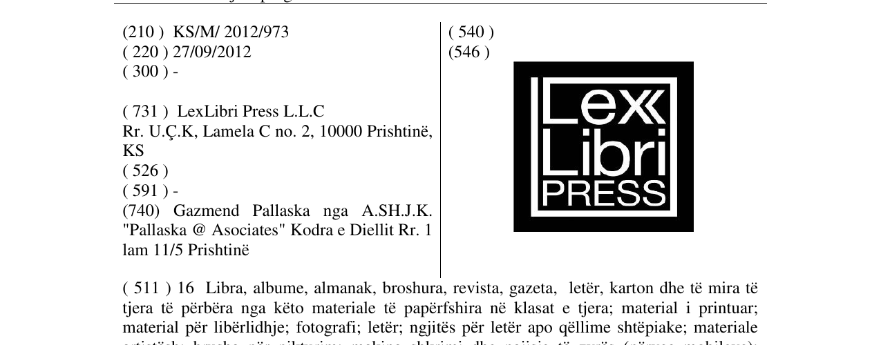 Zëri i markës LexLibri PRESS në buletin