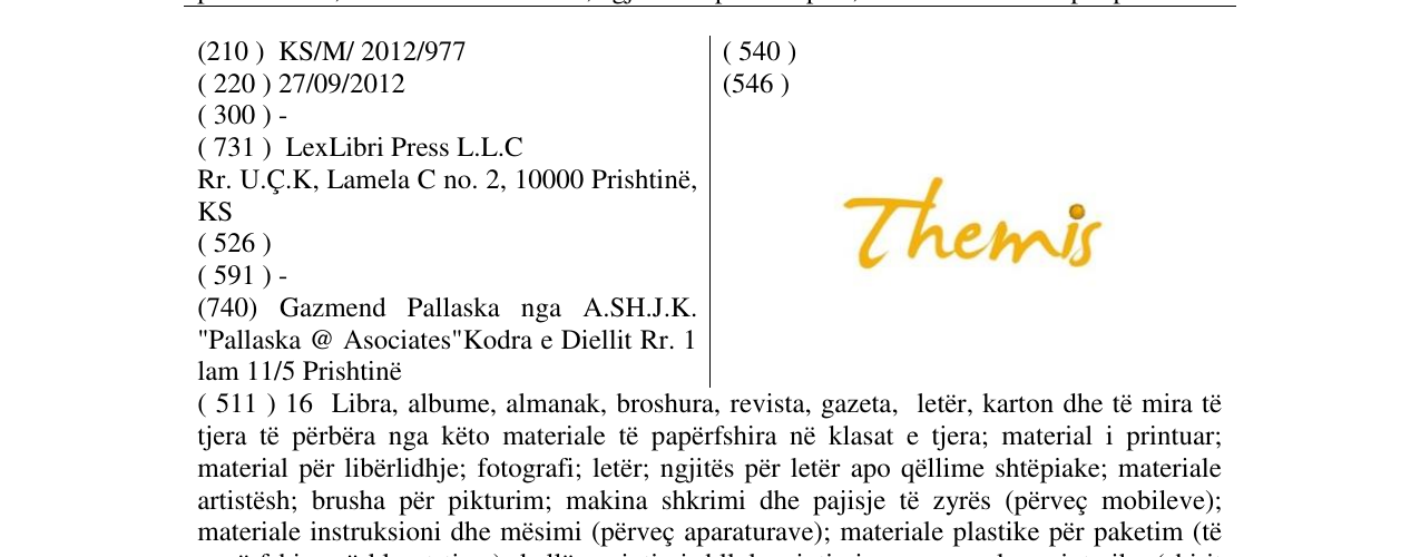 Zëri i markës Themis në buletin