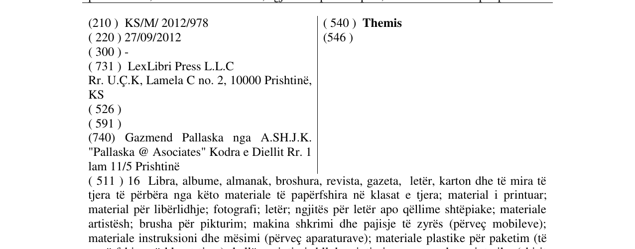 Zëri i markës Themis në buletin