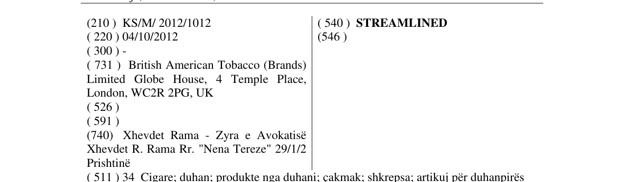 Zëri i markës STREAMLINED në buletin