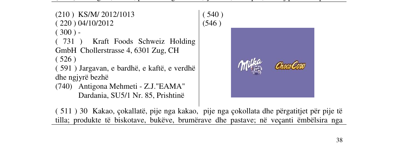 Zëri i markës Milka ChocoCow në buletin