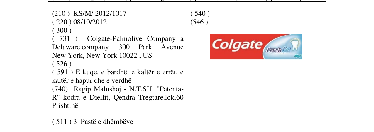 Zëri i markës Colgate Fresh Cel në buletin