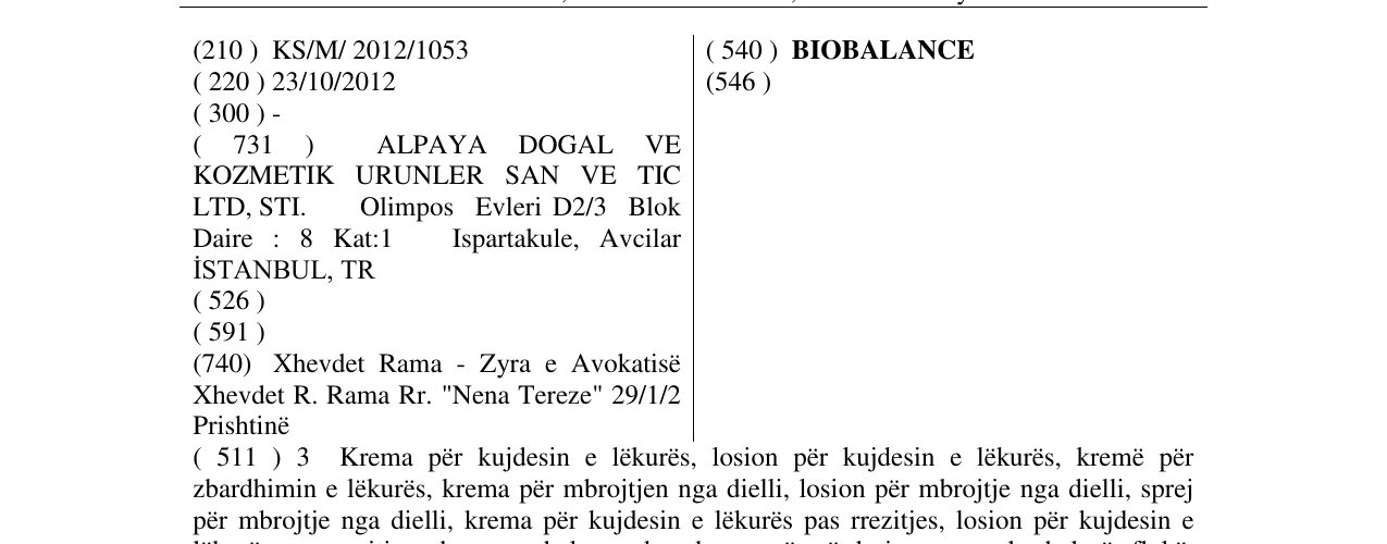 Zëri i markës BIOBALANCE në buletin