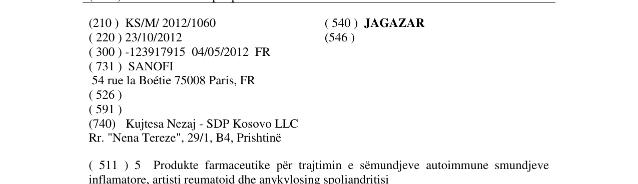 Zëri i markës JAGAZAR në buletin