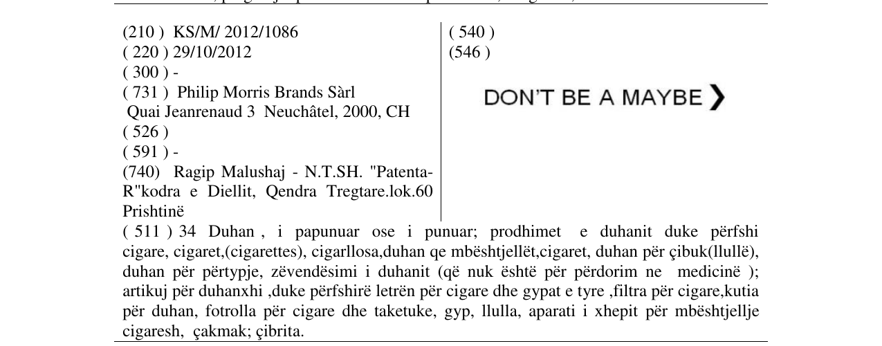 Zëri i markës Markë figurative në buletin