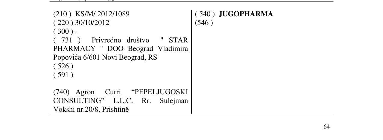 Zëri i markës JUGOPHARMA në buletin