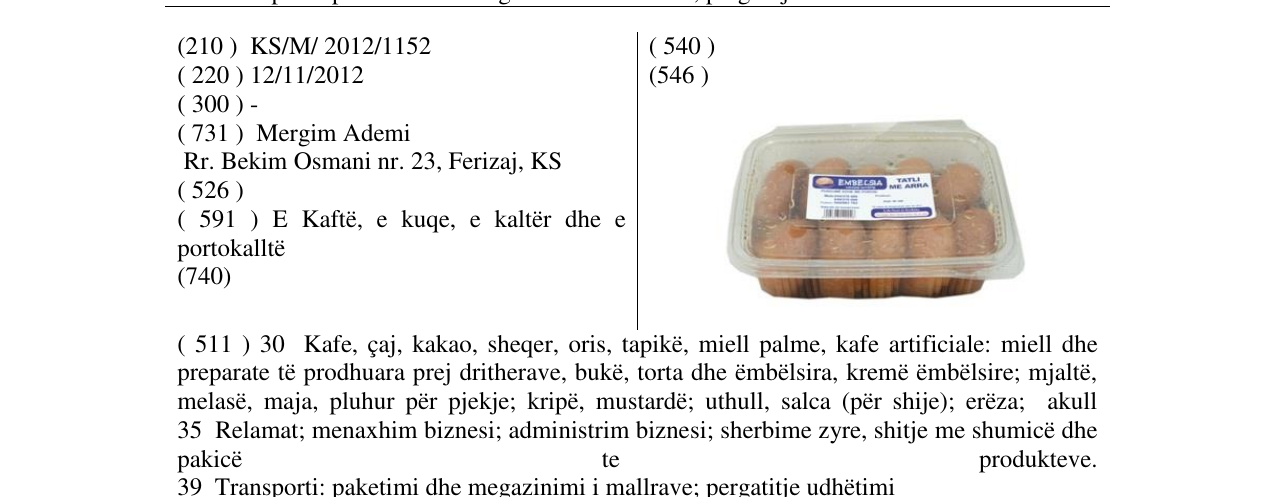 Zëri i markës TATLI ME ARRA në buletin