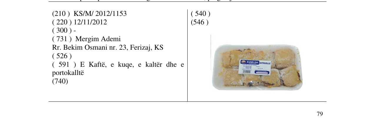 Zëri i markës SHTRUDLLE në buletin