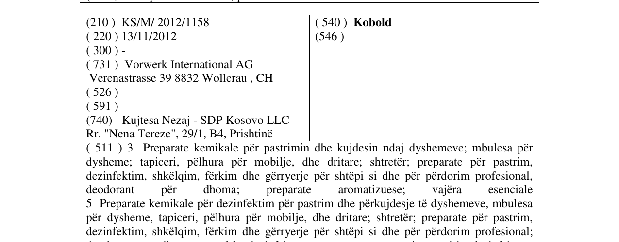 Zëri i markës Kobold në buletin