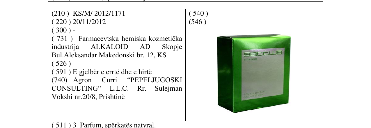 Zëri i markës Sattwa Nirvana në buletin