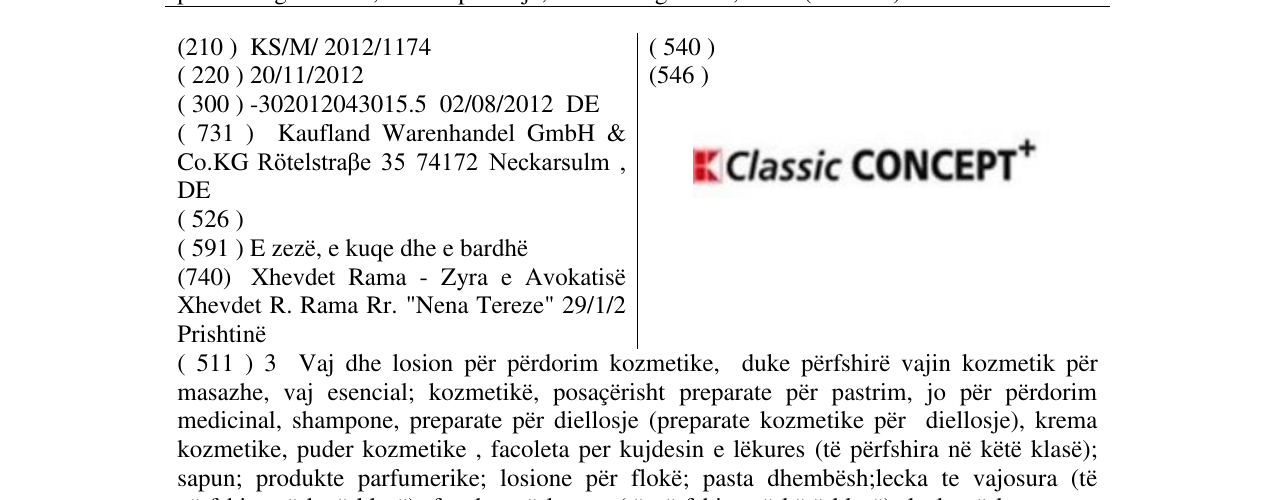 Zëri i markës Classic CONCEPT në buletin