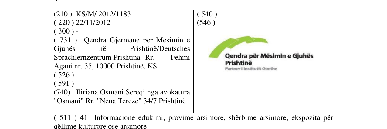 Zëri i markës Qendra për Mësimin e Gjuhës Prishtinë në buletin