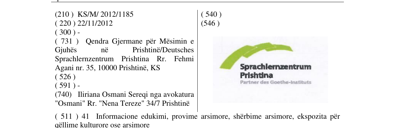 Zëri i markës Sprachlernzentrum Prishtina në buletin