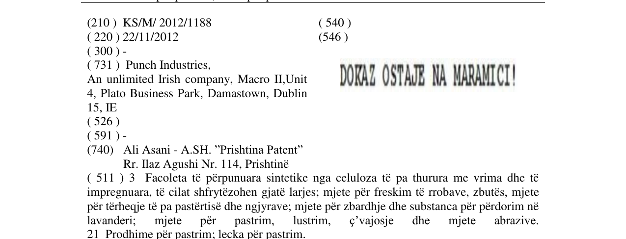 Zëri i markës DOKAZ OSTAJE NA MARAMICI! në buletin