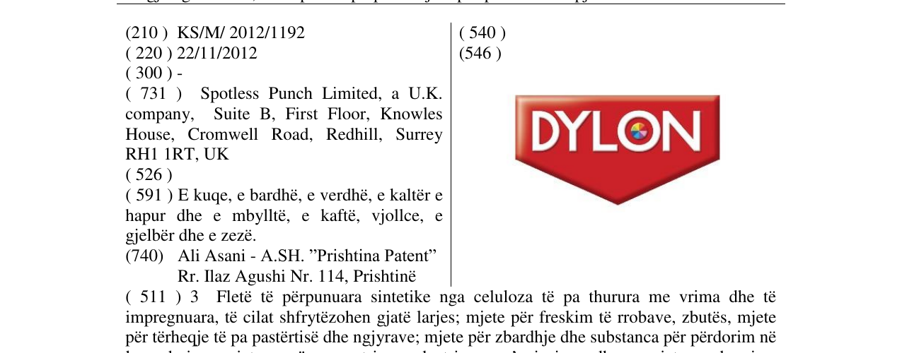 Zëri i markës DYLON në buletin