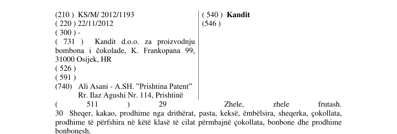 Zëri i markës Kandit në buletin
