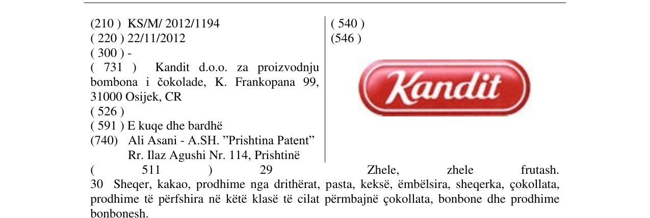 Zëri i markës Kandit në buletin