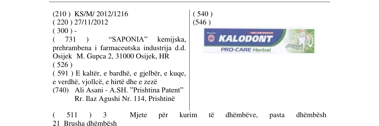 Zëri i markës Markë figurative në buletin