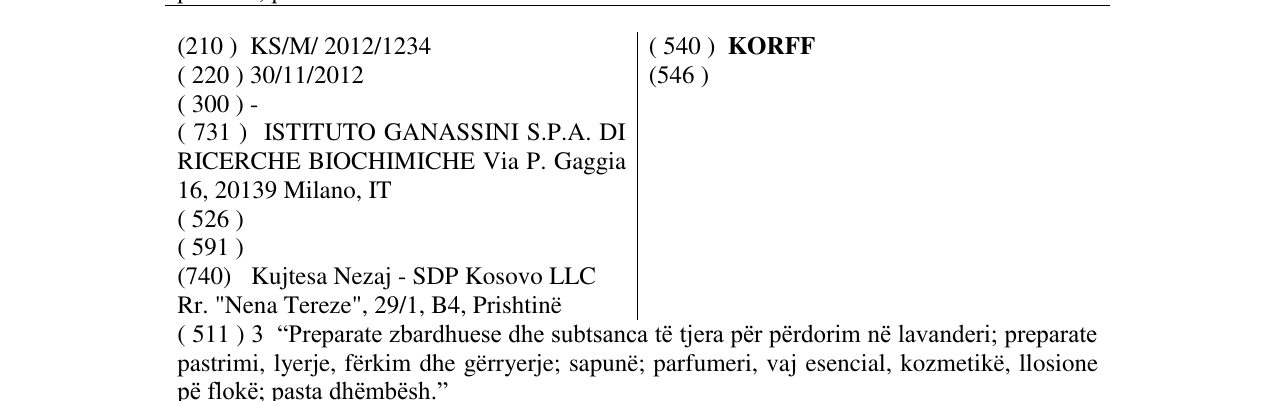 Zëri i markës KORFF në buletin
