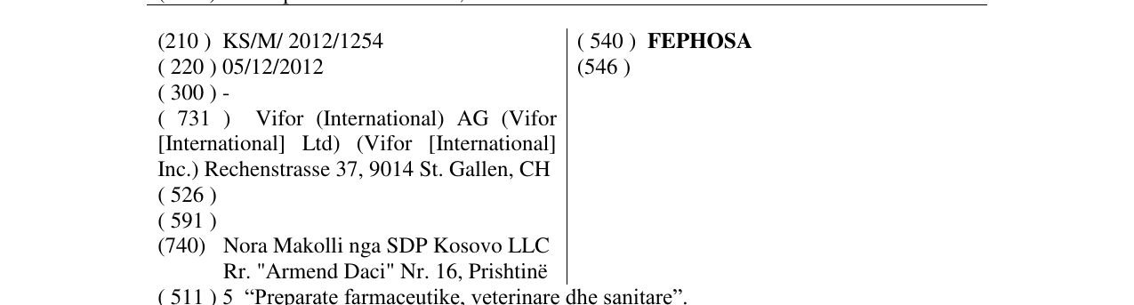 Zëri i markës FEPHOSA në buletin