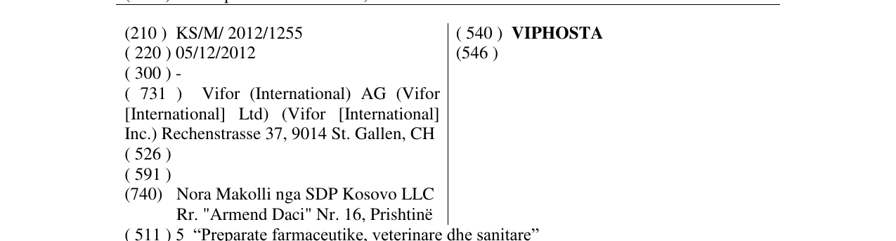 Zëri i markës VIPHOSTA në buletin