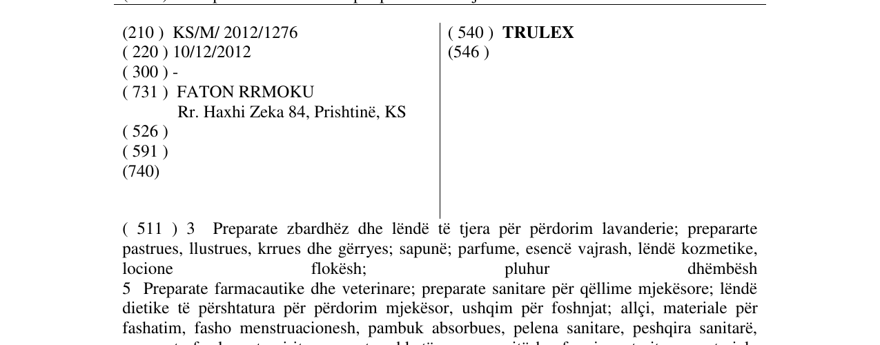 Zëri i markës TRULEX në buletin