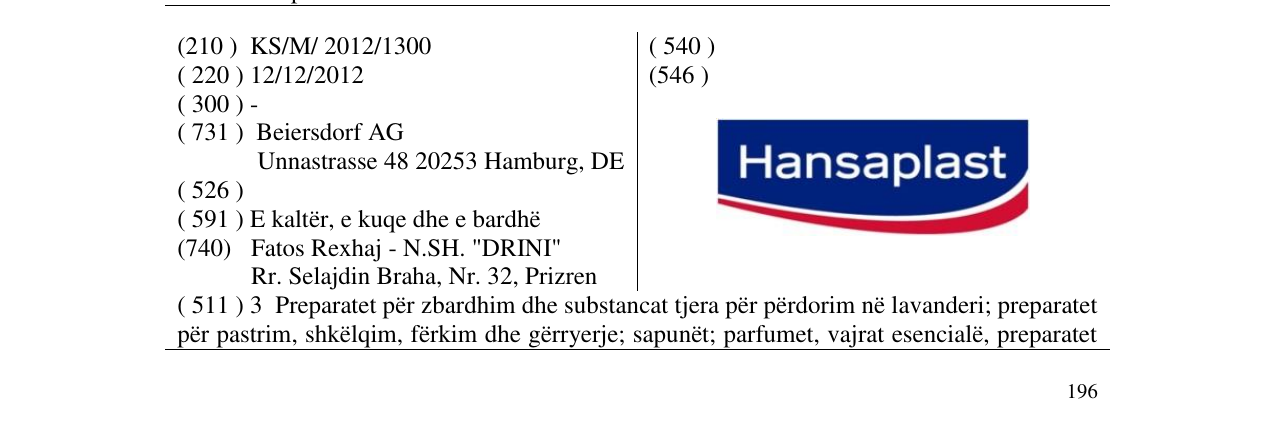 Zëri i markës Hansaplast në buletin