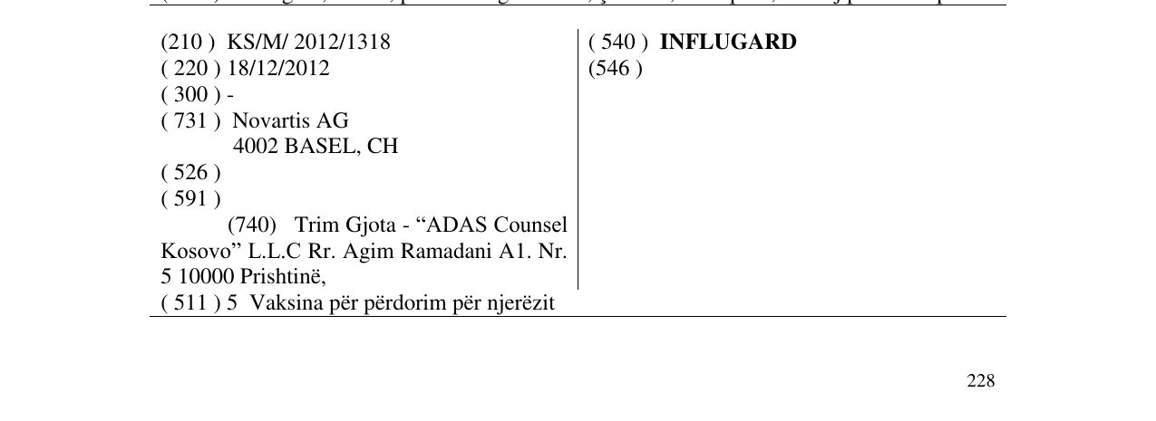 Zëri i markës INFLUGARD në buletin