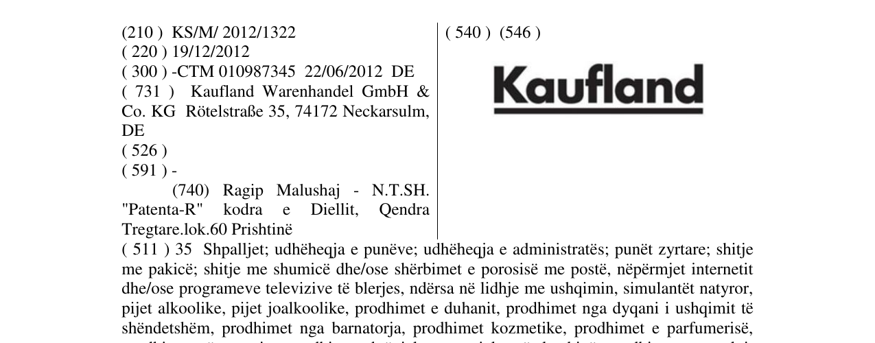 Zëri i markës Kaufland në buletin