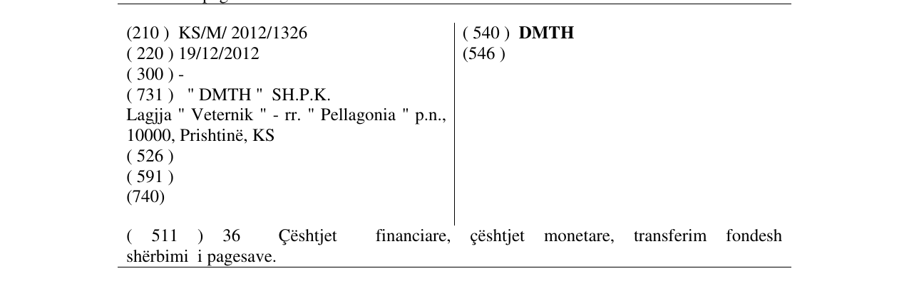 DMTH markasının bültendeki kaydı