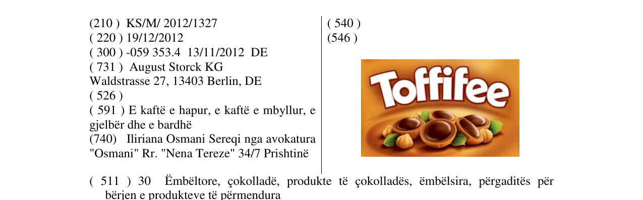 Zëri i markës Toffifee në buletin