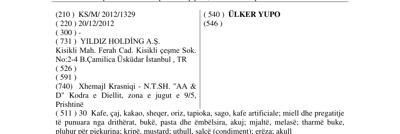 Zëri i markës ÜLKER YUPO në buletin